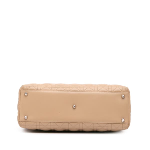 Pre-owned Dior Large Lambskin Cannage Lady Dior Brown