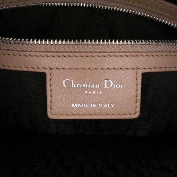 Pre-owned Dior Large Lambskin Cannage Lady Dior Brown