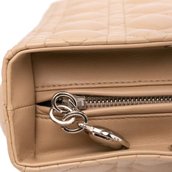 Pre-owned Dior Large Lambskin Cannage Lady Dior Brown
