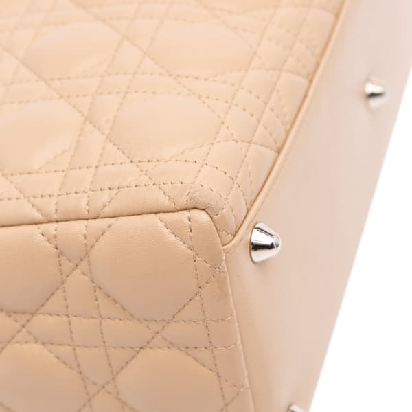 Pre-owned Dior Large Lambskin Cannage Lady Dior Brown