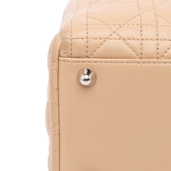 Pre-owned Dior Large Lambskin Cannage Lady Dior Brown