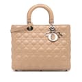Miniatyrbilde 1 av 10: Pre-owned Dior Large Lambskin Cannage Lady Dior Brown