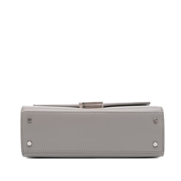 Pre-owned Saint Laurent Mini Leather Cassandra Top Handle Bag Gray