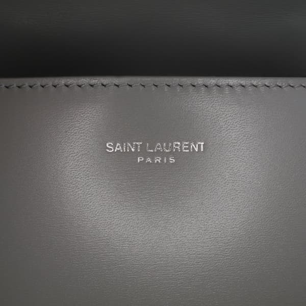 Pre-owned Saint Laurent Mini Leather Cassandra Top Handle Bag Gray