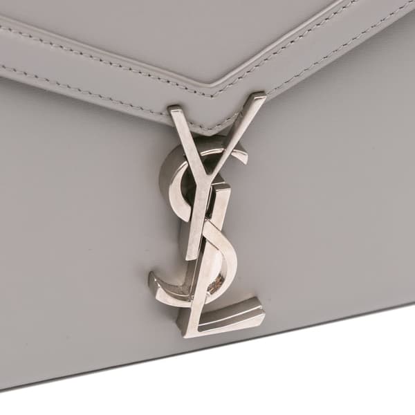 Pre-owned Saint Laurent Mini Leather Cassandra Top Handle Bag Gray