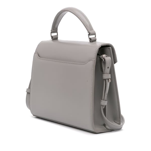 Pre-owned Saint Laurent Mini Leather Cassandra Top Handle Bag Gray