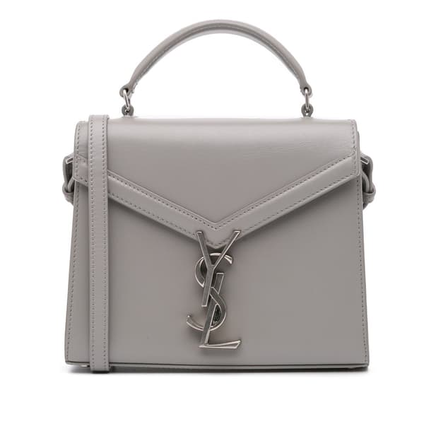Pre-owned Saint Laurent Mini Leather Cassandra Top Handle Bag Gray