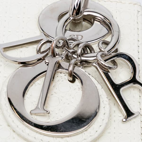 Pre-owned Dior Mini Patent Microcannage Lady Dior White