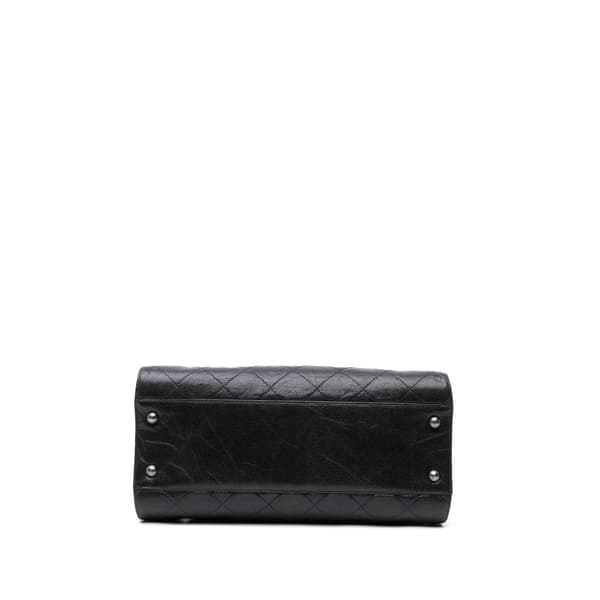 Pre-owned Chanel CC Quilted Crumpled Caviar Crave Tote Black