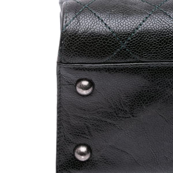 Pre-owned Chanel CC Quilted Crumpled Caviar Crave Tote Black