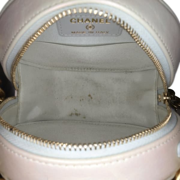 Pre-owned Chanel Iridescent Lambskin 19 Round Clutch with Chain Brown