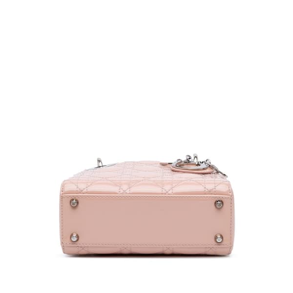 Pre-owned Dior Mini Patent Cannage Lady Dior Pink