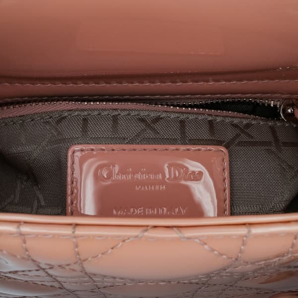 Pre-owned Dior Mini Patent Cannage Lady Dior Pink