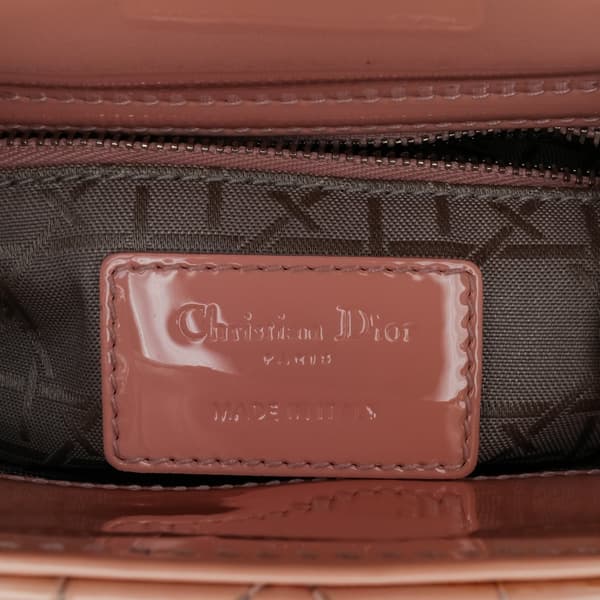 Pre-owned Dior Mini Patent Cannage Lady Dior Pink