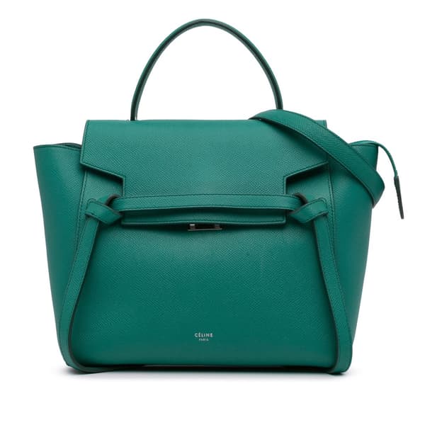 Pre-owned Celine Mini Grained Calfskin Belt Bag Green