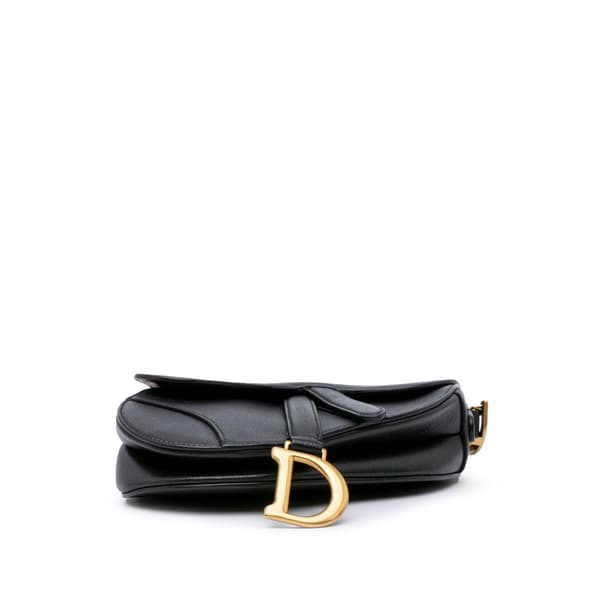 Pre-owned Dior Mini Grained Calfskin Saddle Black