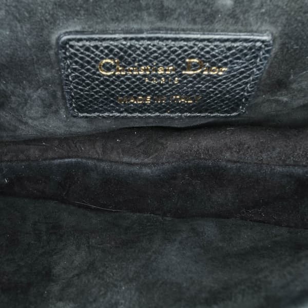 Pre-owned Dior Mini Grained Calfskin Saddle Black
