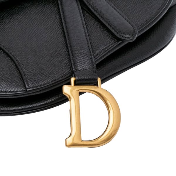 Pre-owned Dior Mini Grained Calfskin Saddle Black