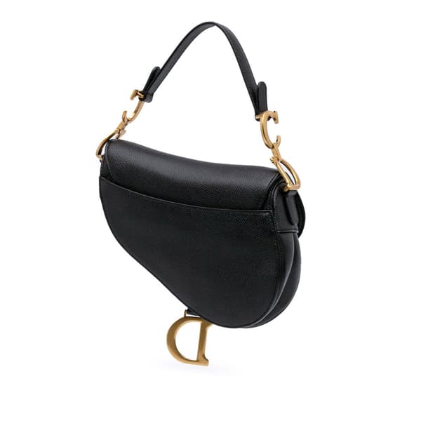 Pre-owned Dior Mini Grained Calfskin Saddle Black