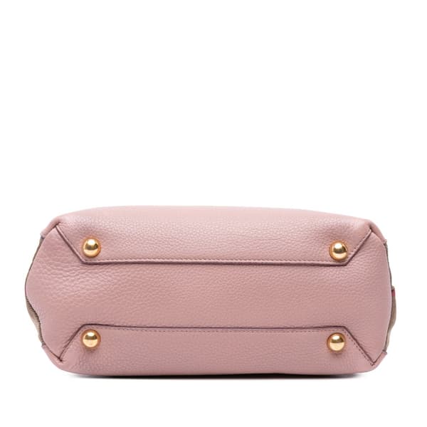 Pre-owned Burberry Small Calfskin and House Check Banner Bag Pink