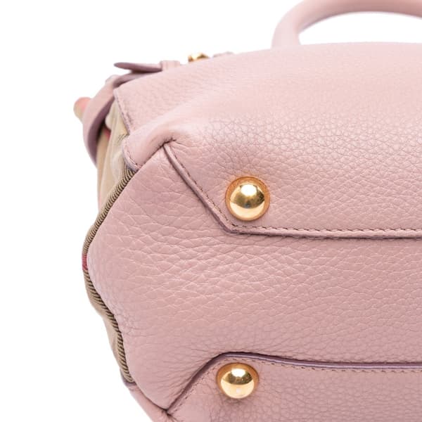 Pre-owned Burberry Small Calfskin and House Check Banner Bag Pink
