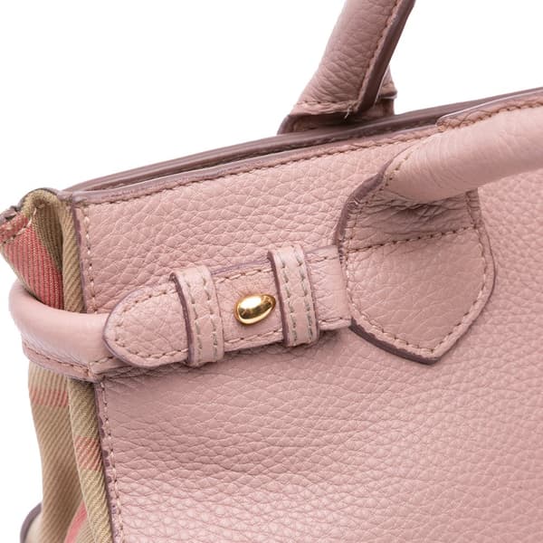 Pre-owned Burberry Small Calfskin and House Check Banner Bag Pink
