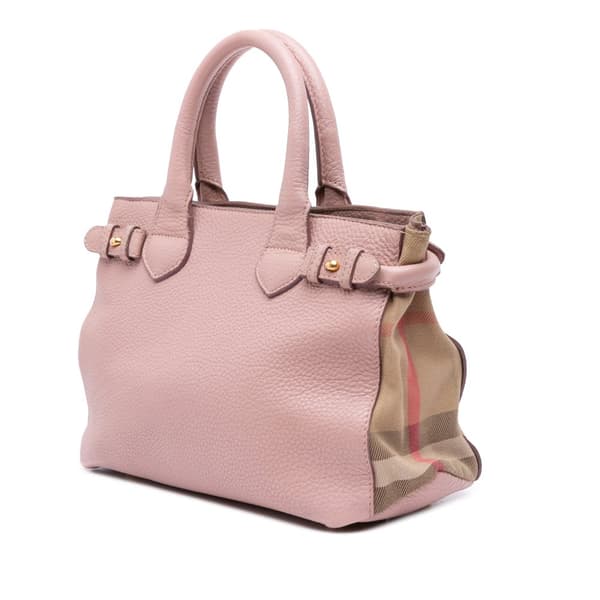 Pre-owned Burberry Small Calfskin and House Check Banner Bag Pink