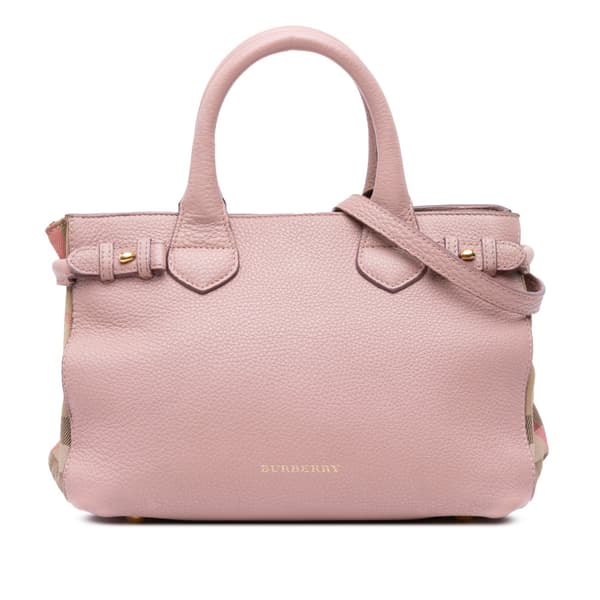 Pre-owned Burberry Small Calfskin and House Check Banner Bag Pink