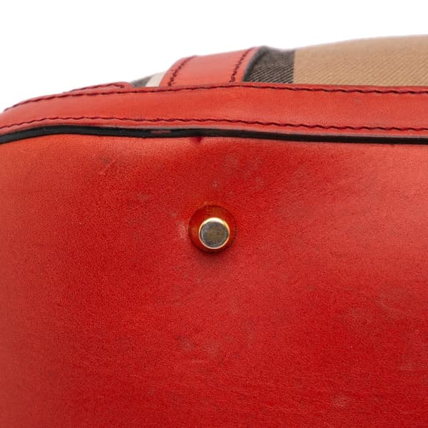 Pre-owned Burberry House Check Canvas Bridle Orchard Satchel Brown