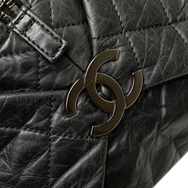 Pre-owned Chanel Small Distressed Lambskin Lady Braid Tote Black