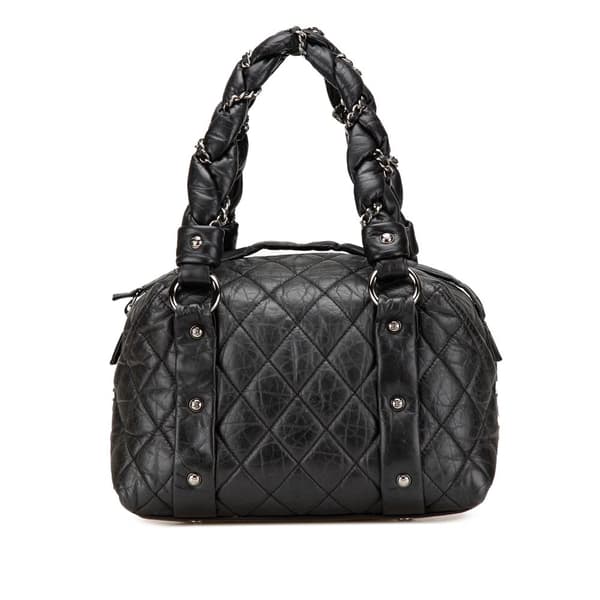 Pre-owned Chanel Small Distressed Lambskin Lady Braid Tote Black