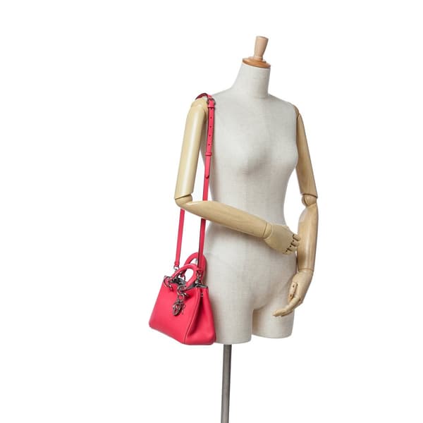 Pre-owned Dior Small Leather Diorissimo Satchel Pink