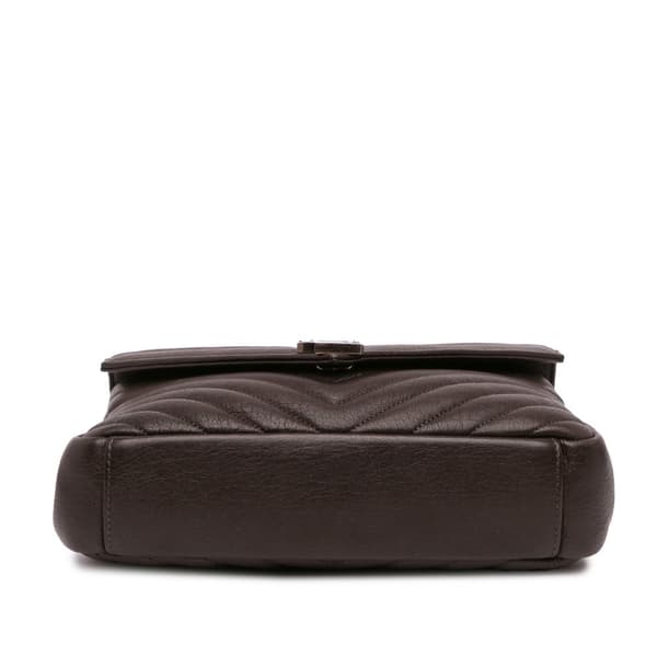 Pre-owned Saint Laurent Medium Monogram Chevron Sheepskin College Bag Brown