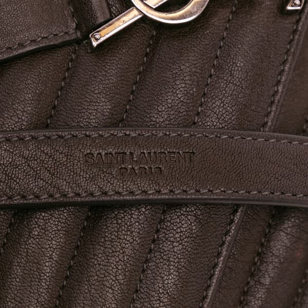 Pre-owned Saint Laurent Medium Monogram Chevron Sheepskin College Bag Brown