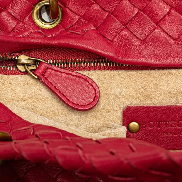Pre-owned Bottega Veneta Small Nappa Intrecciato Capri Red
