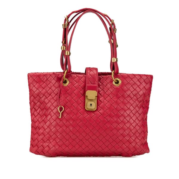 Pre-owned Bottega Veneta Small Nappa Intrecciato Capri Red