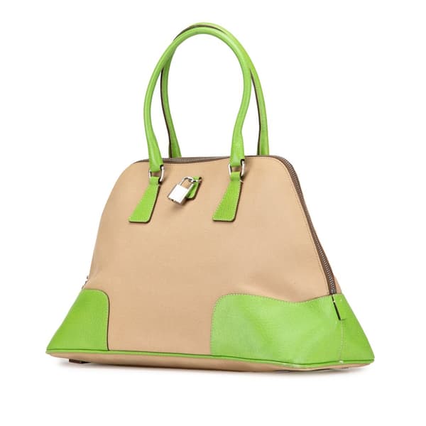 Pre-owned Prada Canvas Canapa Satchel Brown
