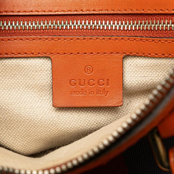 Pre-owned Gucci GG Canvas Web Joy Boston Bag Brown