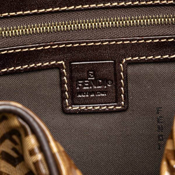 Pre-owned Fendi Zucchino Crystal Handbag Brown