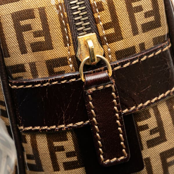 Pre-owned Fendi Zucchino Crystal Handbag Brown