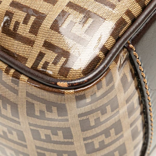Pre-owned Fendi Zucchino Crystal Handbag Brown