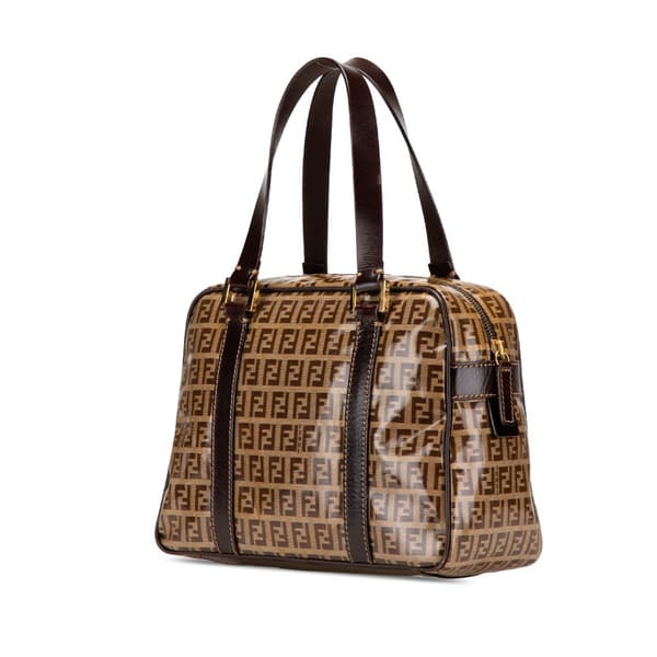 Pre-owned Fendi Zucchino Crystal Handbag Brown