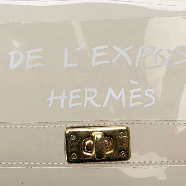 Pre-owned Hermès Vinyl Souvenir De L'Exposition Kelly Handbag White