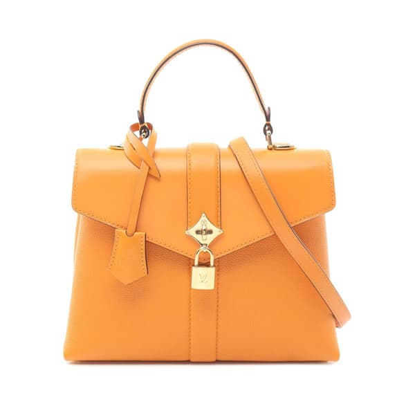 Pre-owned Louis Vuitton Grained Smooth Calfskin Rose Des Vents PM Orange