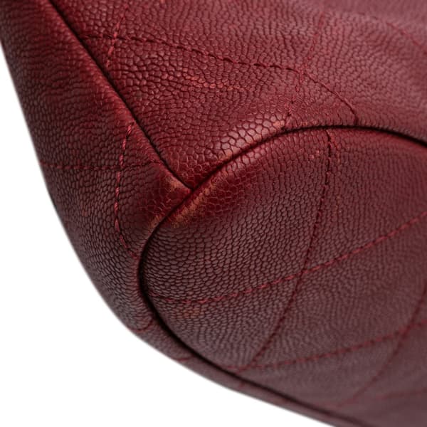 Pre-owned Chanel CC Quilted Caviar Tote Red