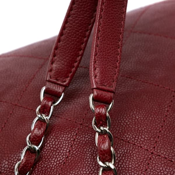 Pre-owned Chanel CC Quilted Caviar Tote Red