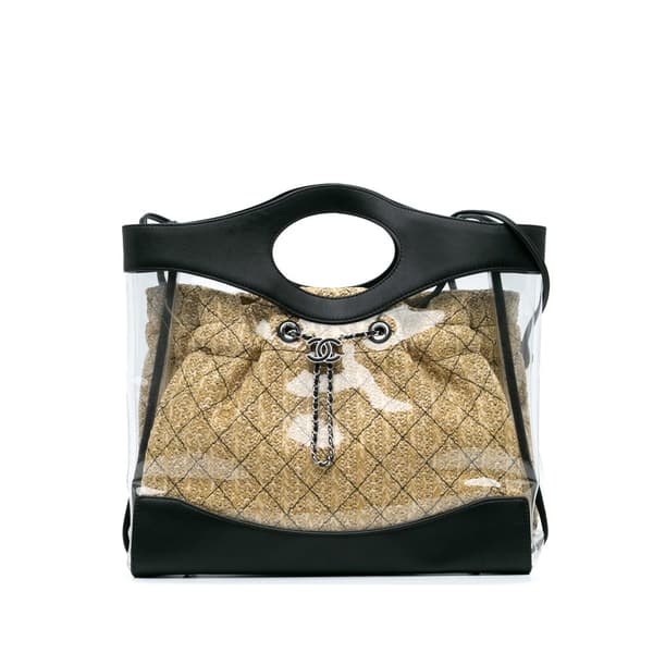 Pre-owned Chanel PVC and Calfskin 31 Shopping Tote Black