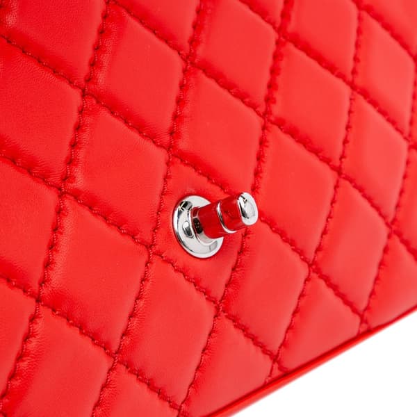Pre-owned Chanel Jumbo Lambskin Easy Carry Flap Satchel Red