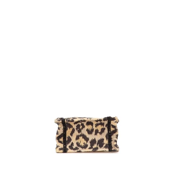 Pre-owned Dior Mizza Mini Embroidered Canvas Leopard Vertical Book Tote Brown