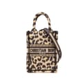 Pikkukuva 1 / 10: Pre-owned Dior Mizza Mini Embroidered Canvas Leopard Vertical Book Tote Brown